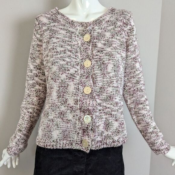 Liz Claiborne Petite M Marled Knit Cardigan – Cotton – Button Front - Picture 3 of 7